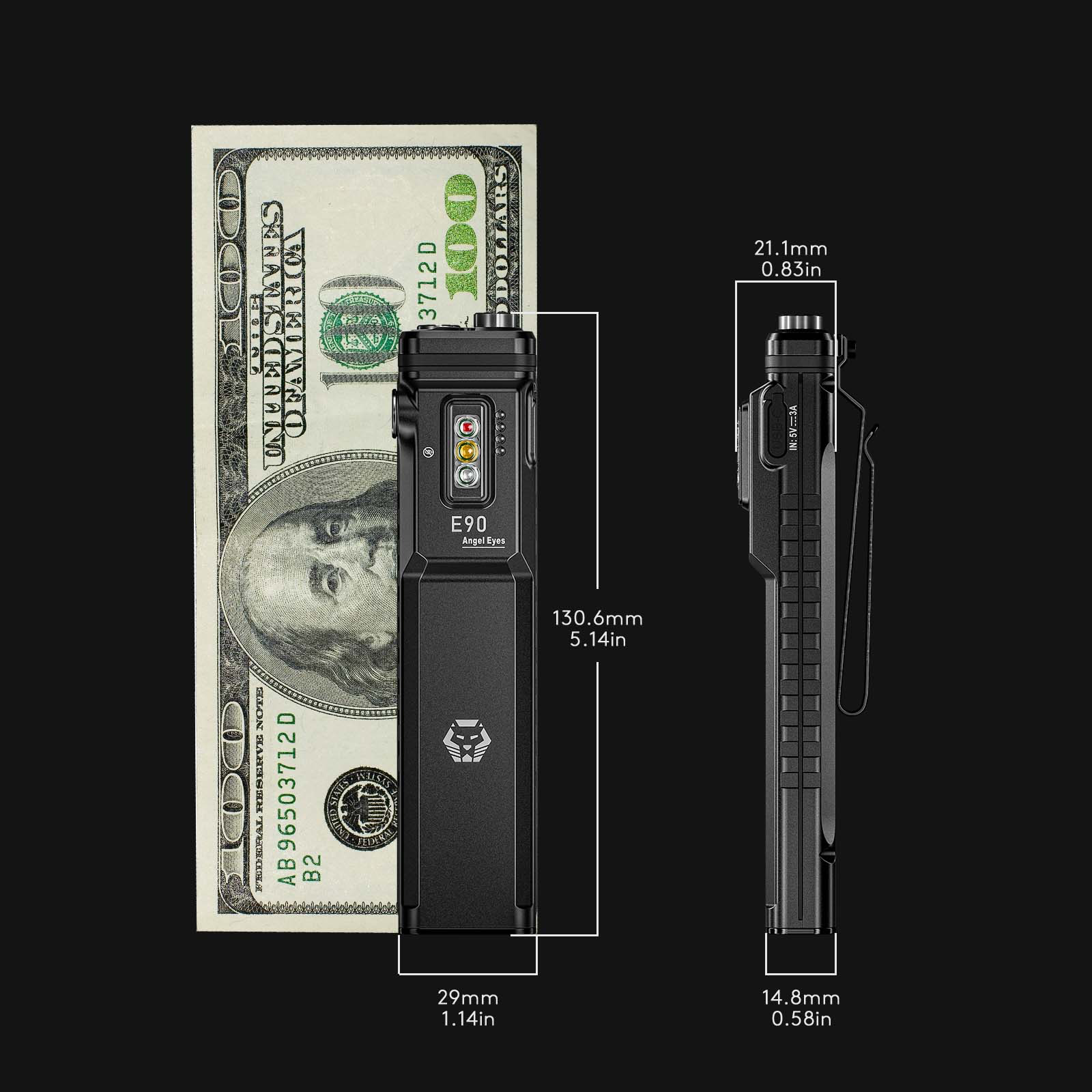 Angel Eyes E90 Flat EDC Flashlight